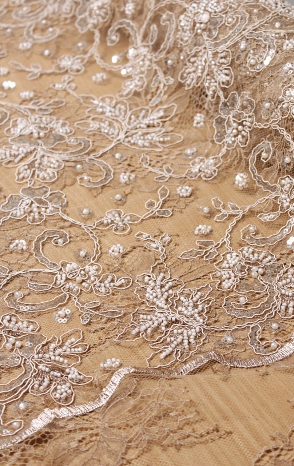  Pearl Garden Embroidery Lace Caramel Champagne