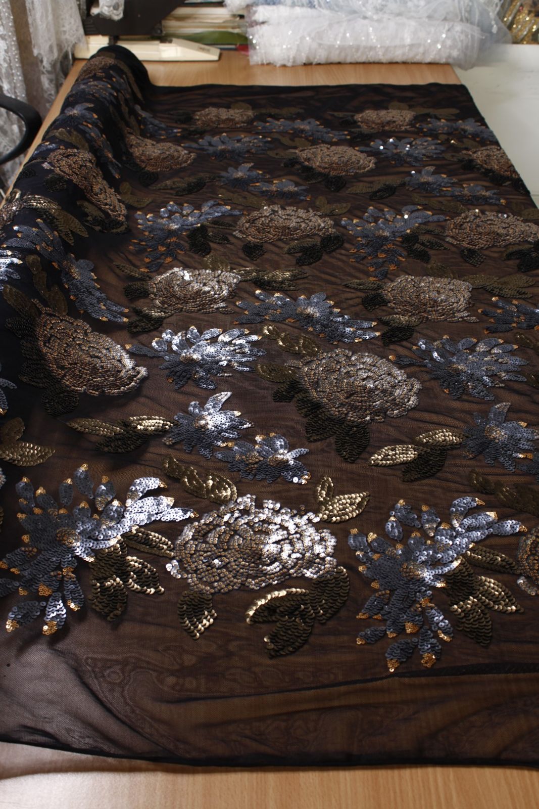 Midnight Fleur Sequin Tulle - Image 2