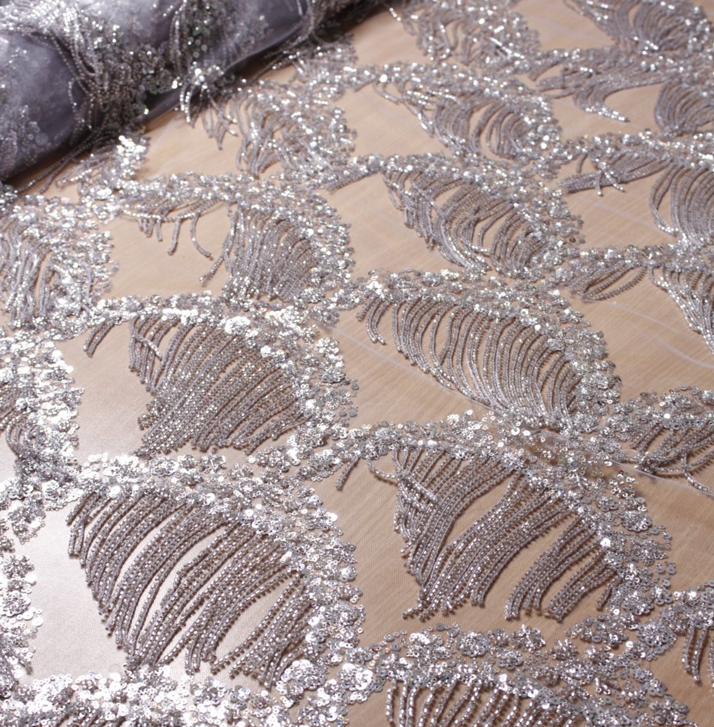 Silver Gatsby Fringe Couture Tulle