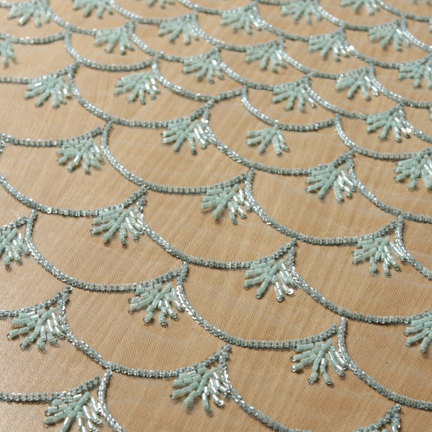 Celestial Scallop Beaded Tulle Seafoam Mist - Image 3