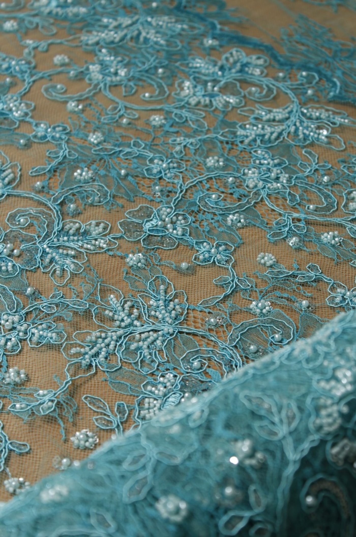 Pearl Garden Embroidery Lace Lagoon Mist - Image 3
