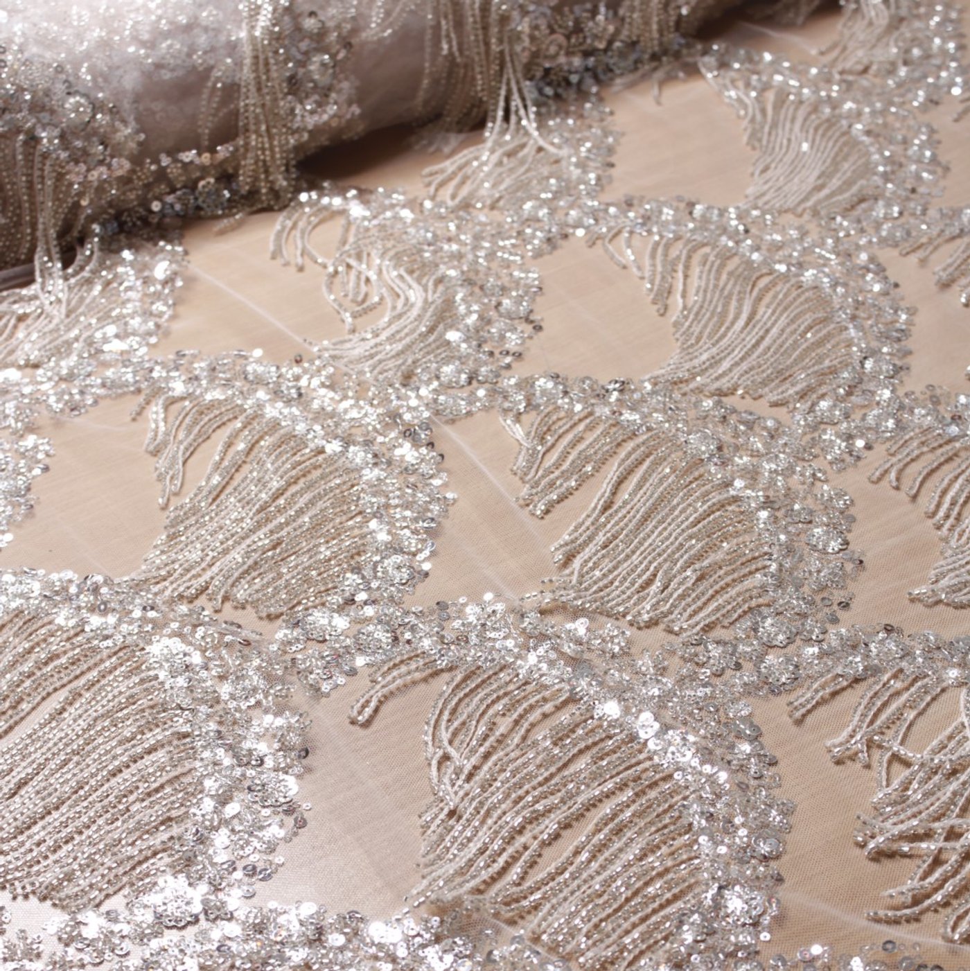 Champagne Gatsby Fringe Couture Tulle