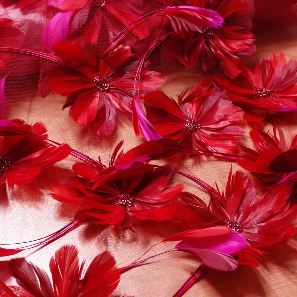 Scarlet Feather Bloom Tulle