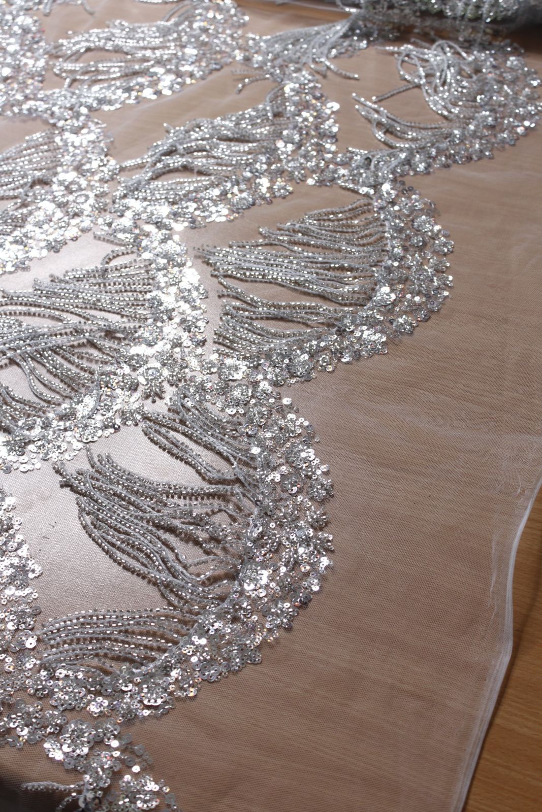 Ice Blue Gatsby Fringe Couture Tulle - Image 3