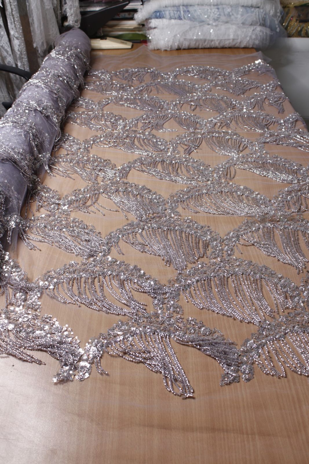 Silver Gatsby Fringe Couture Tulle - Image 2