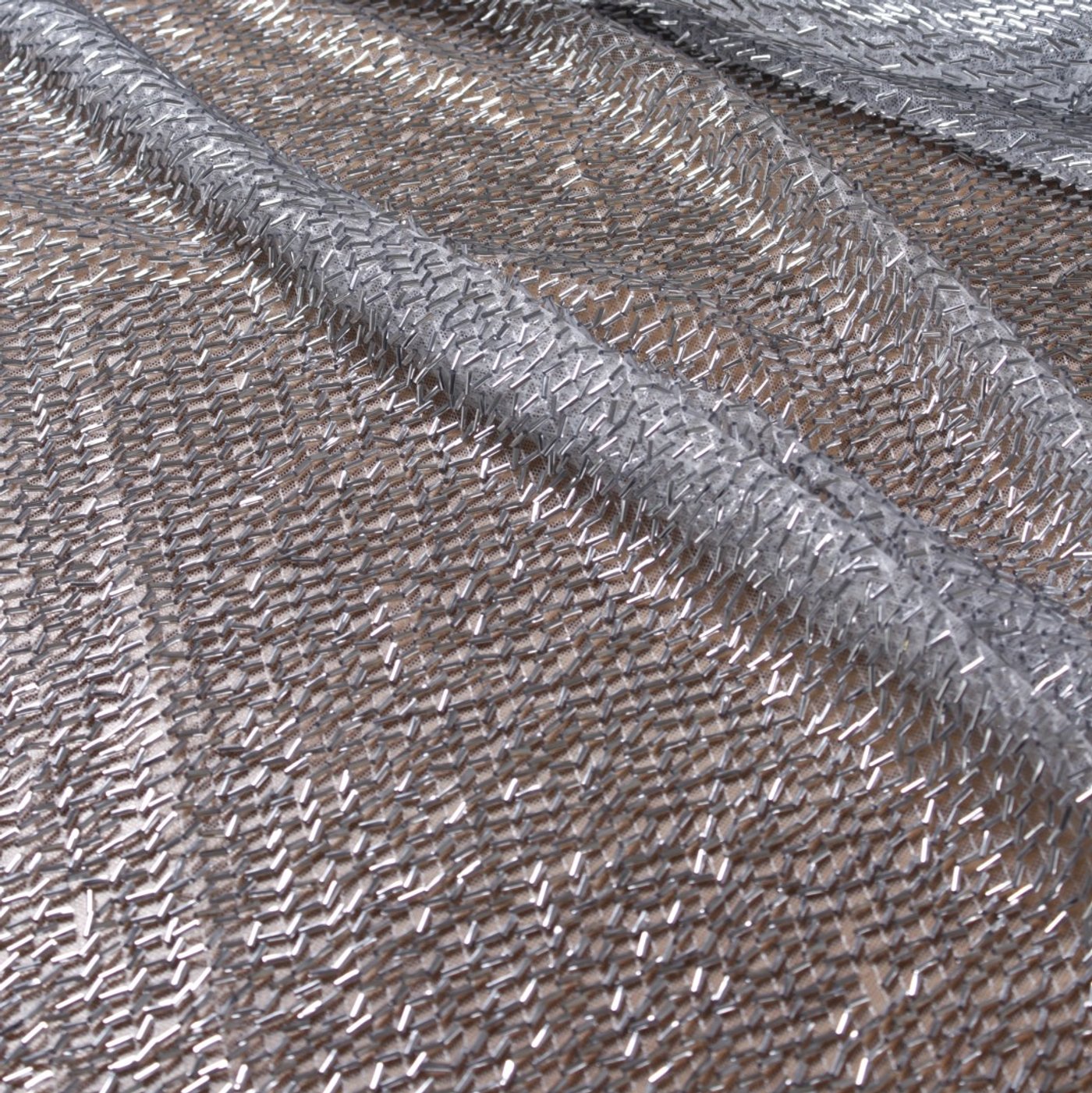 Liquid Silver Beaded Tulle