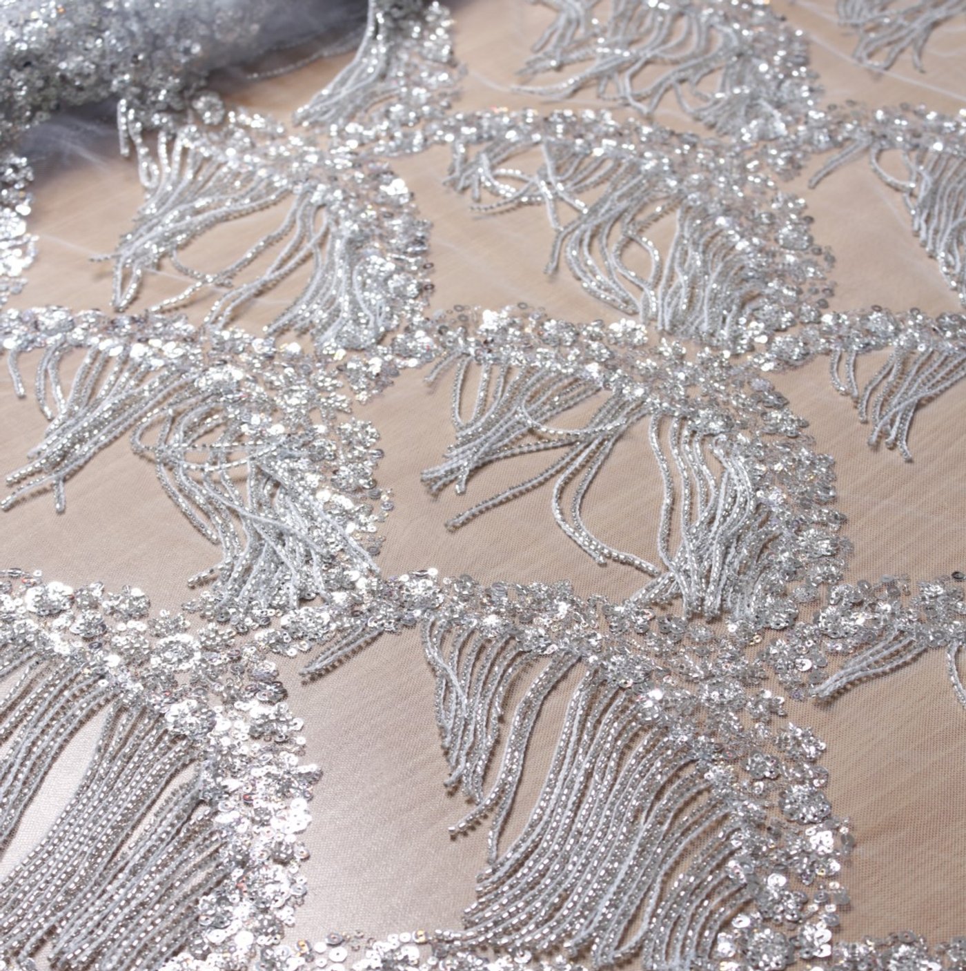 Ice Blue Gatsby Fringe Couture Tulle