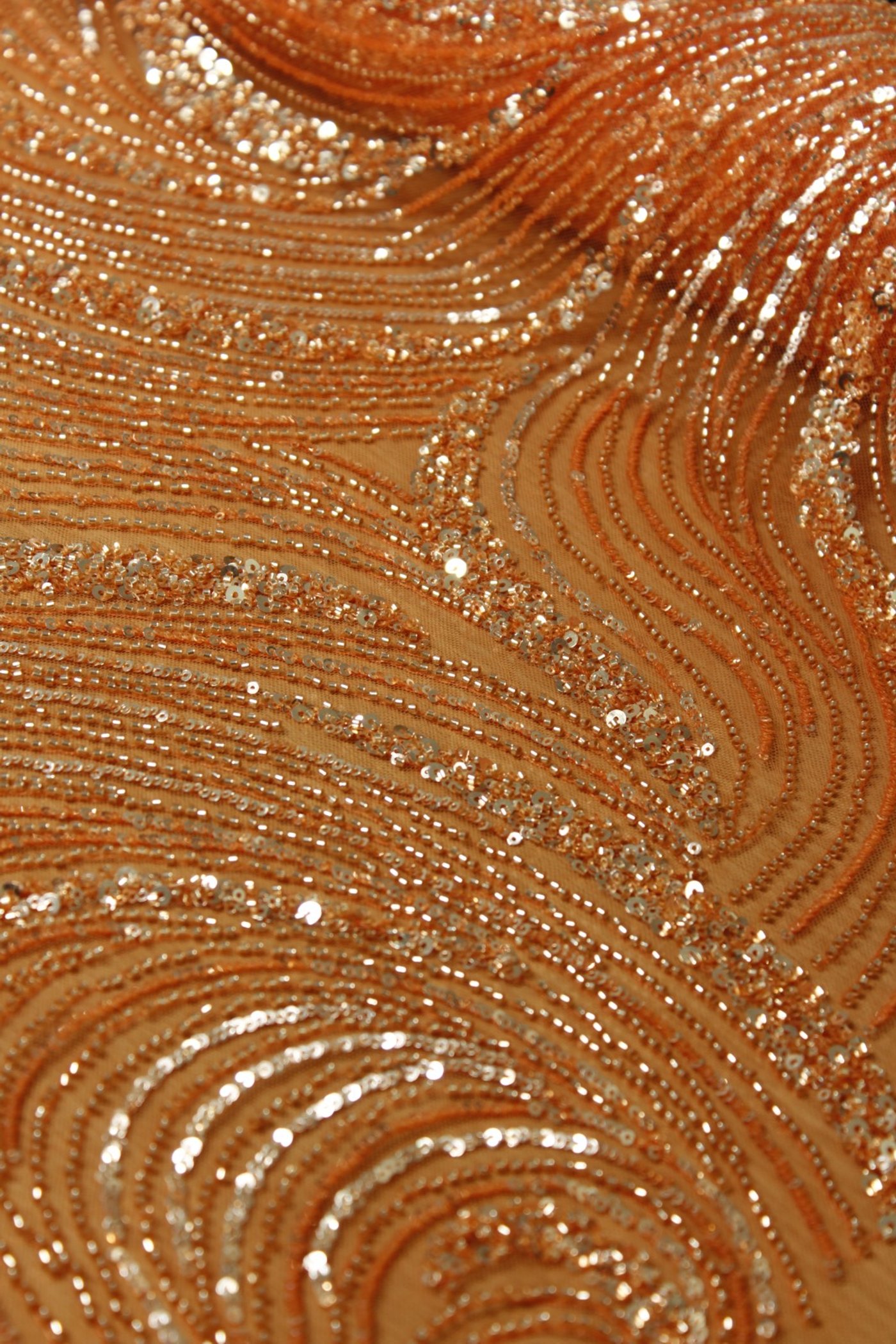 Wave Sequin Embroidery Lace Orange - Image 3