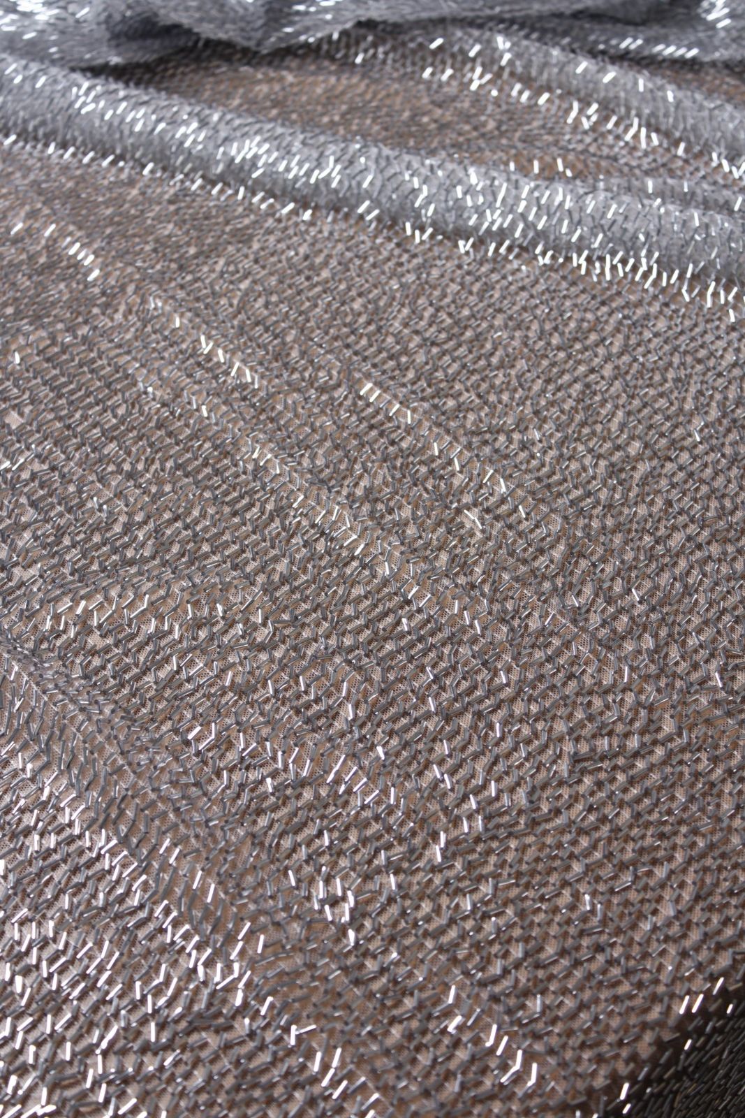 Liquid Silver Beaded Tulle - Image 2