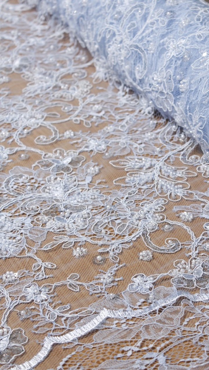 Pearl Garden Embroidery Lace Wisteria Ice