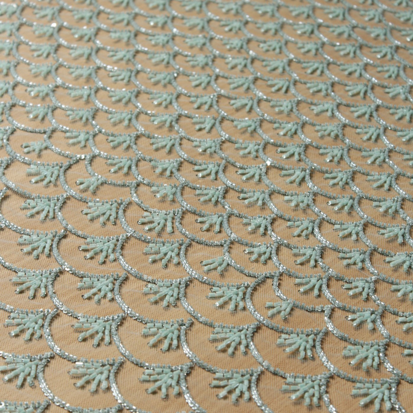 Celestial Scallop Beaded Tulle Seafoam Mist - Image 2