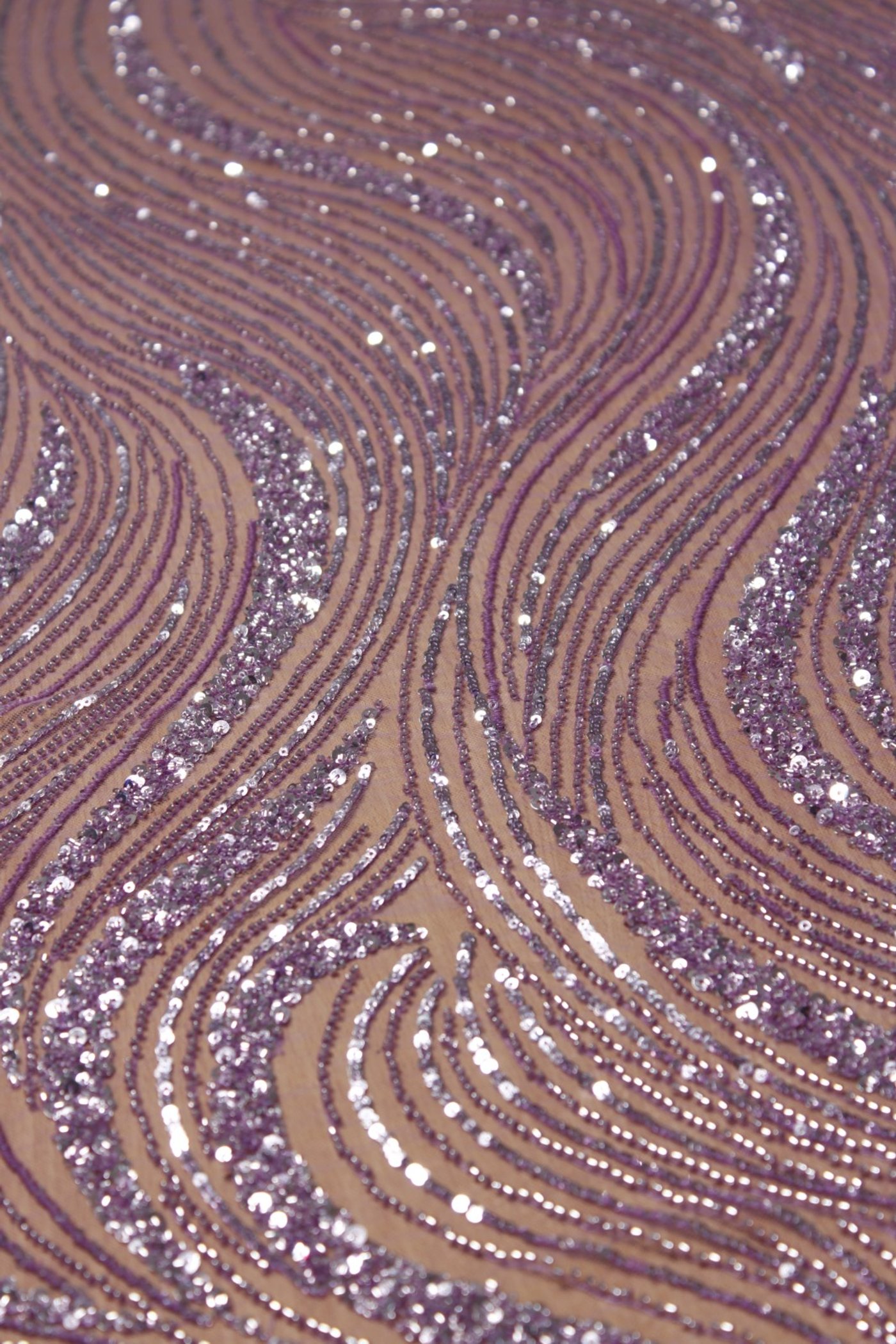 Wave Sequin Embroidery Lace Amethyst Purple - Image 2