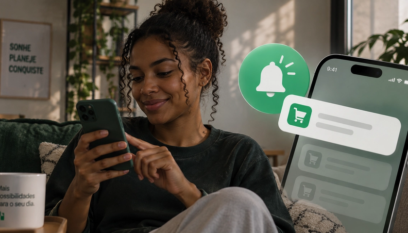 Desbloqueie as notificações do celular para receber autorizações de compra!