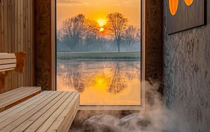 The cabin set up for a private booking