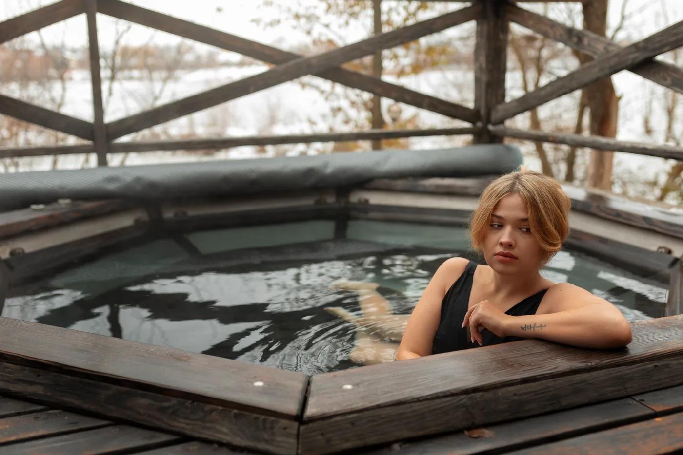 An empty sauna bench