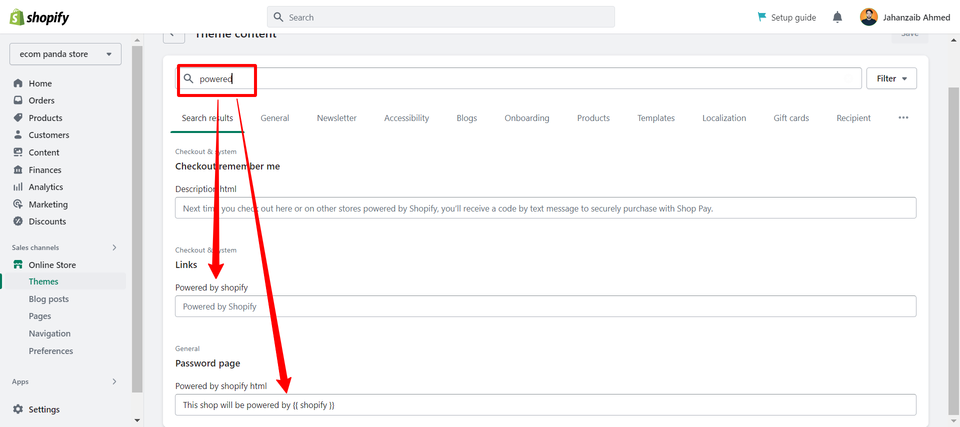 remove powered by shopify