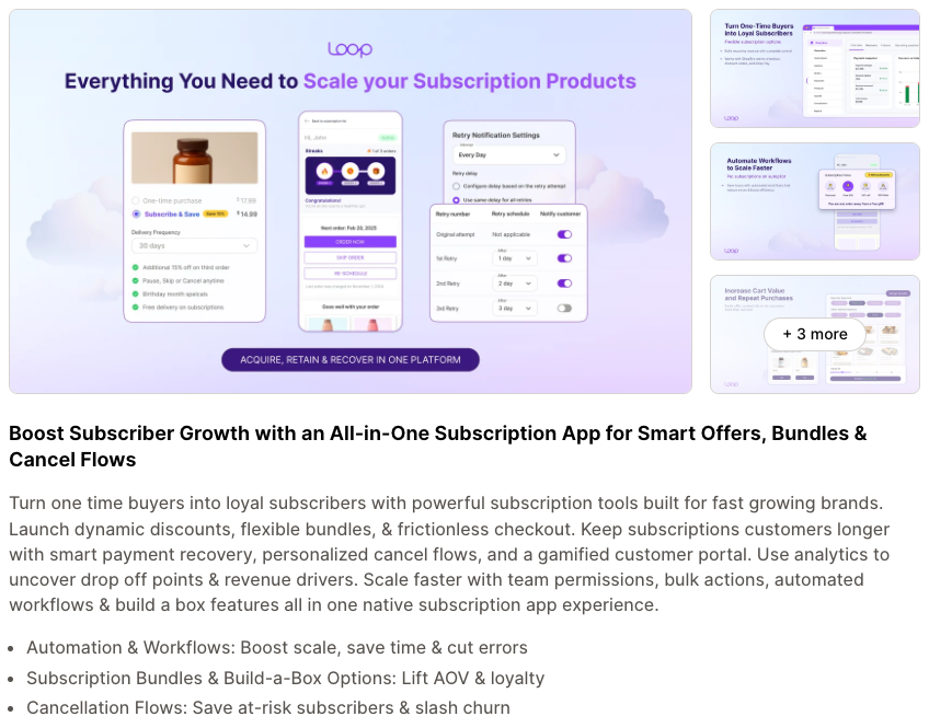 The Loop listing on the Shopify App Store