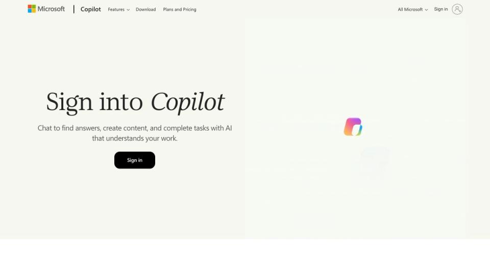 Screenshot of the Microsoft Copilot website, taken on 16 October 2026