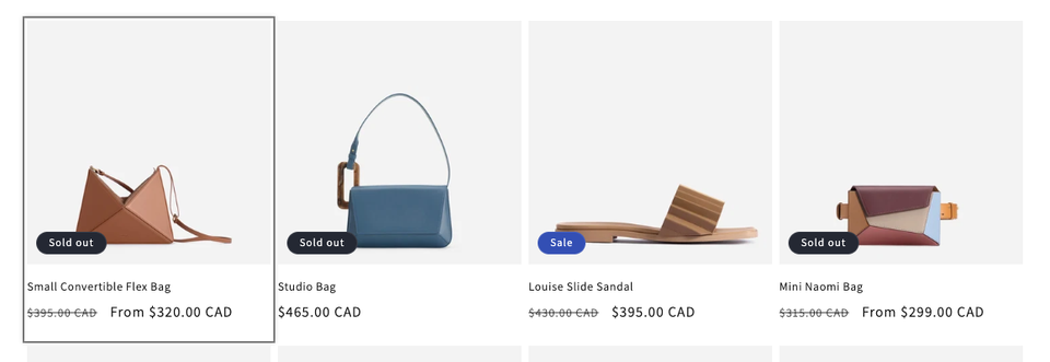 A product card on the Dawn demo store with a grey rectangular focus outline around the first card in the grid