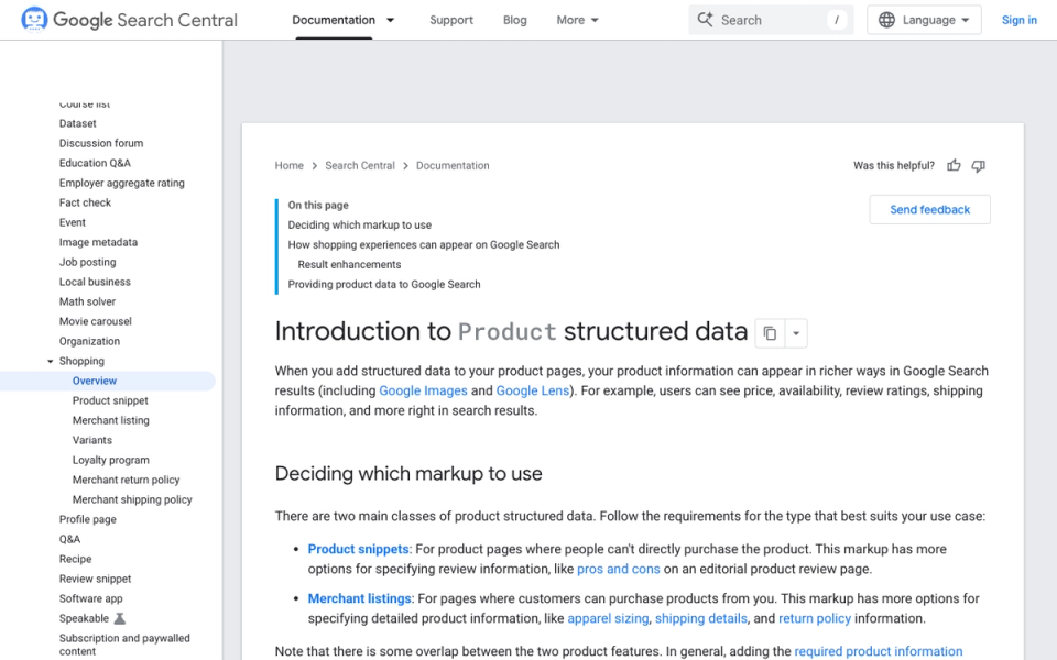 Google Search Central's introduction to Product structured data