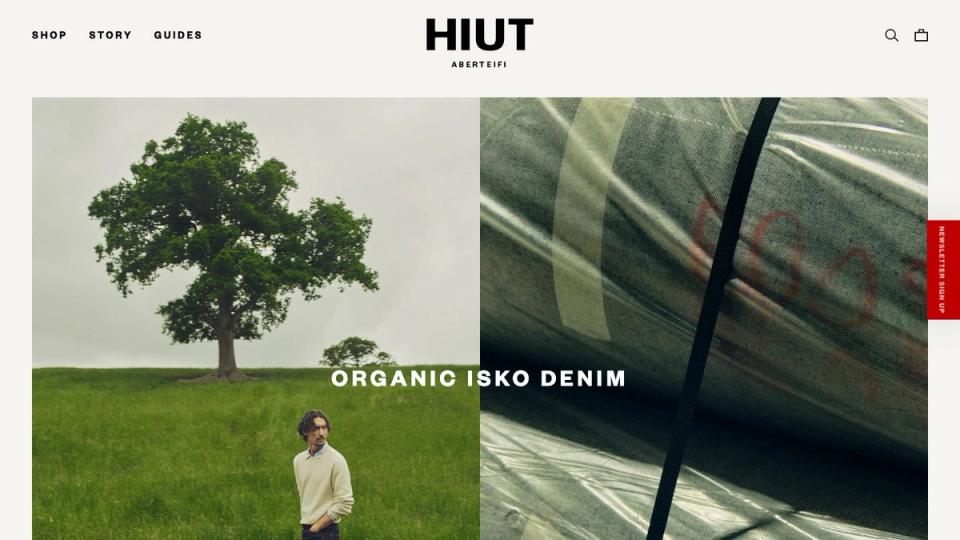 Screenshot of the Hiut Denim homepage, taken on 16 October 2026