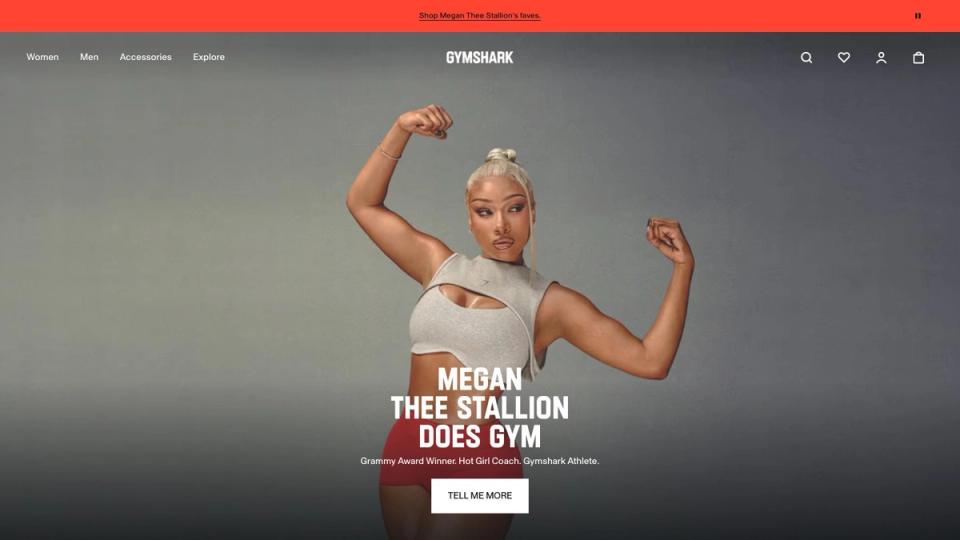 Screenshot of the Gymshark homepage, taken on 16 October 2026