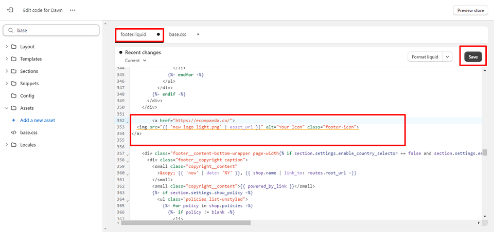 how to put icon images in footer shopify