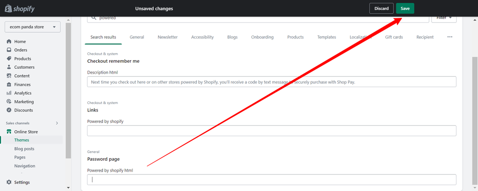 remove powered by shopify