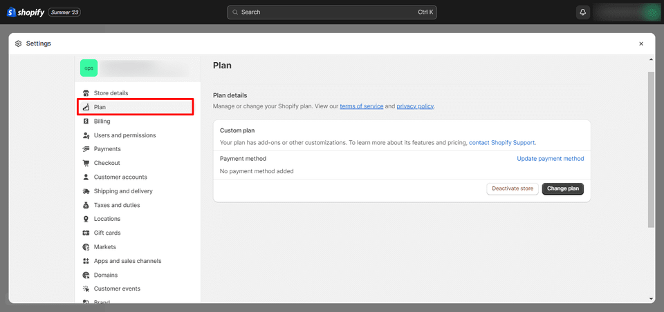 how to delete shopify account