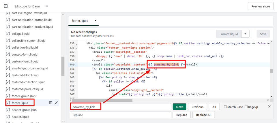 remove powered by shopify