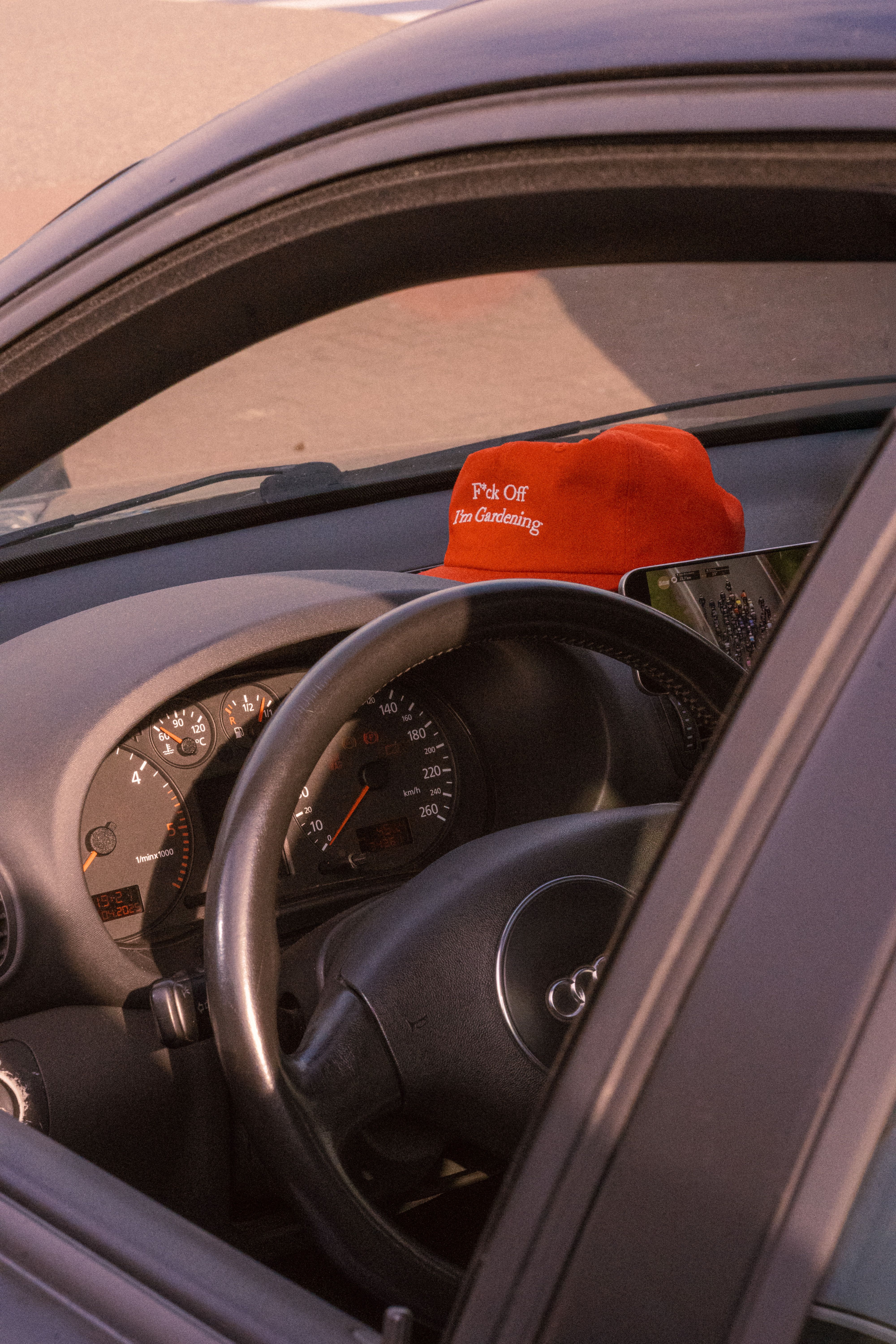 Red Cap in Car