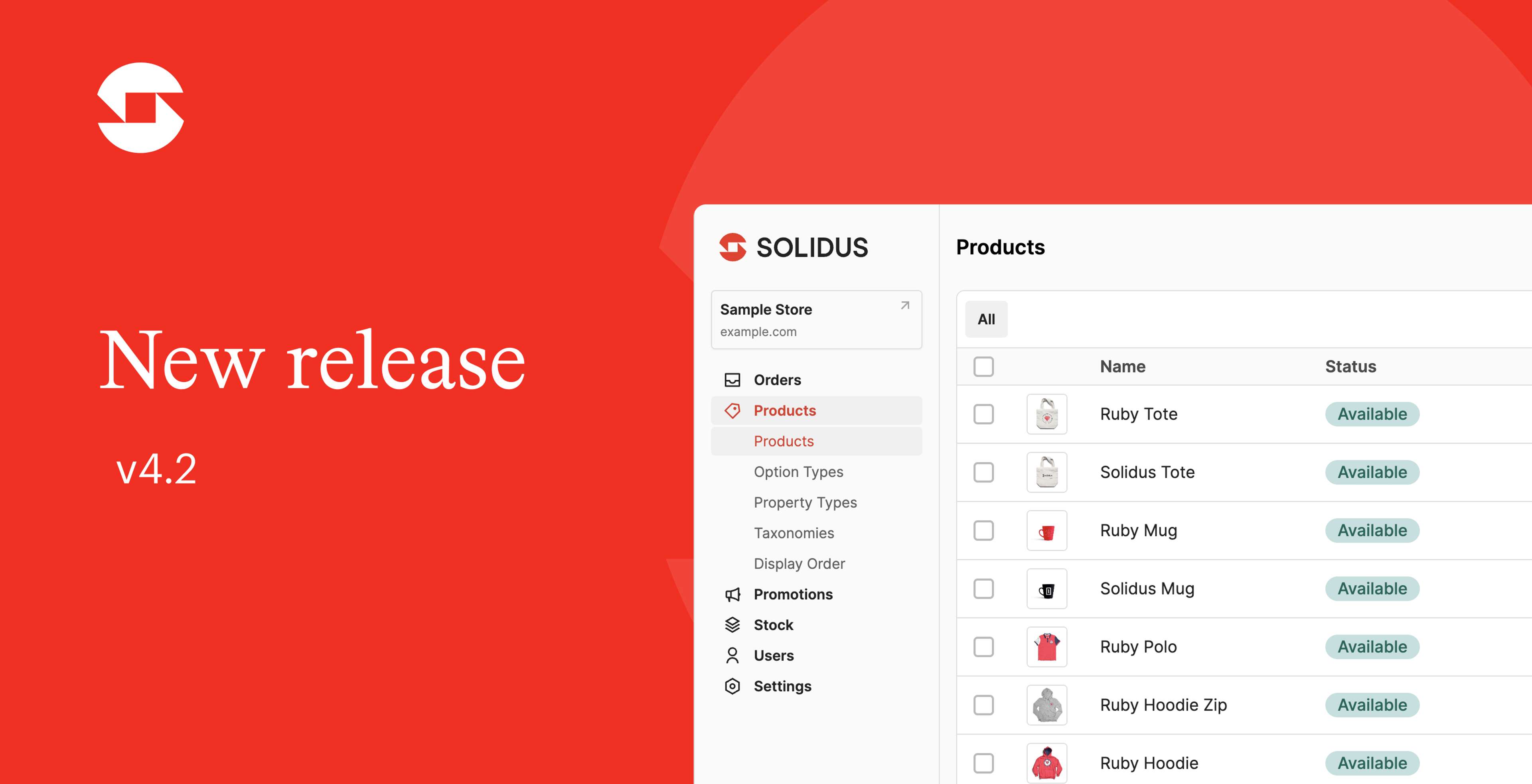 A screenshot of Solidus 4.2 new backend
