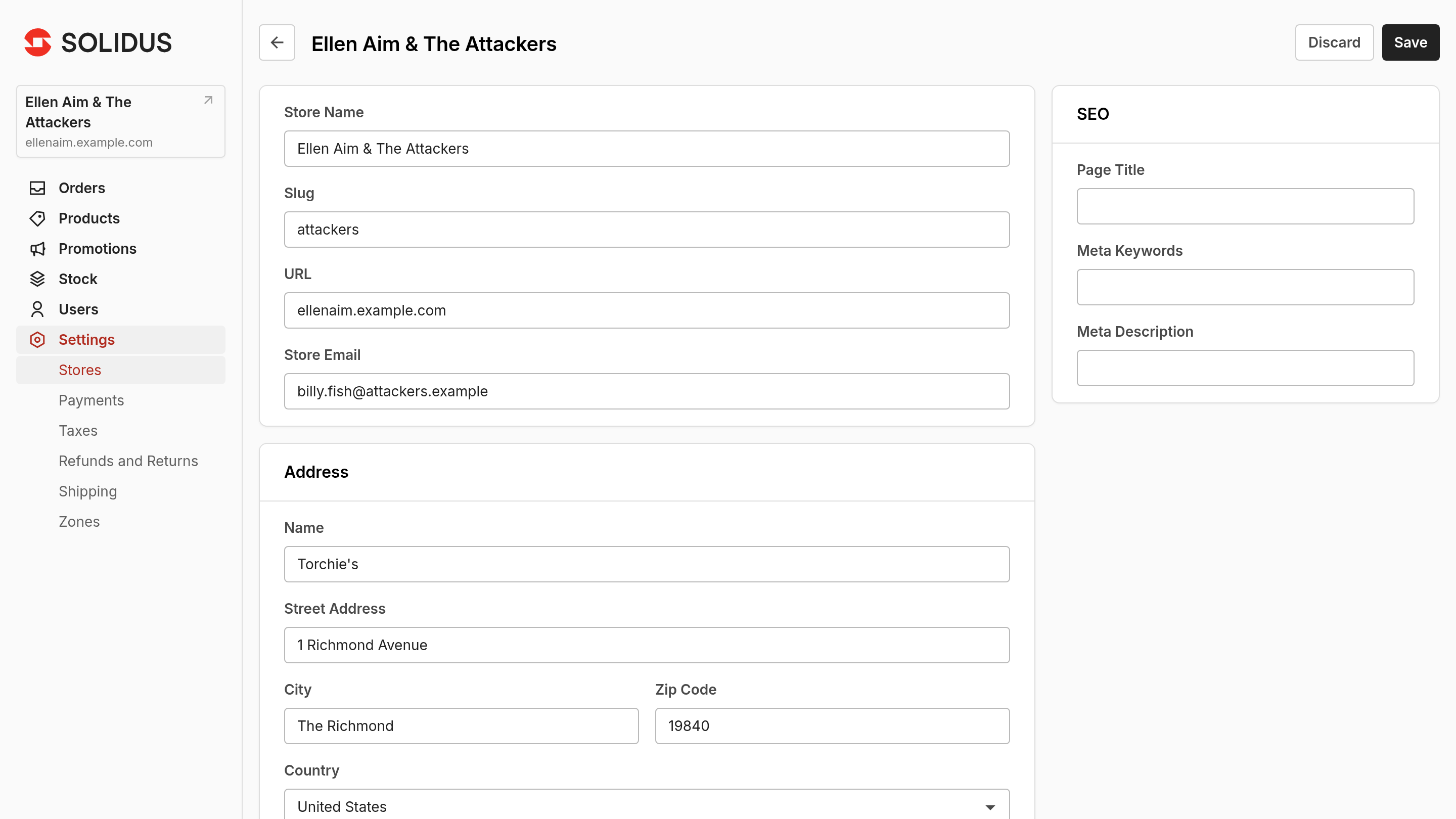 screenshot of the admin