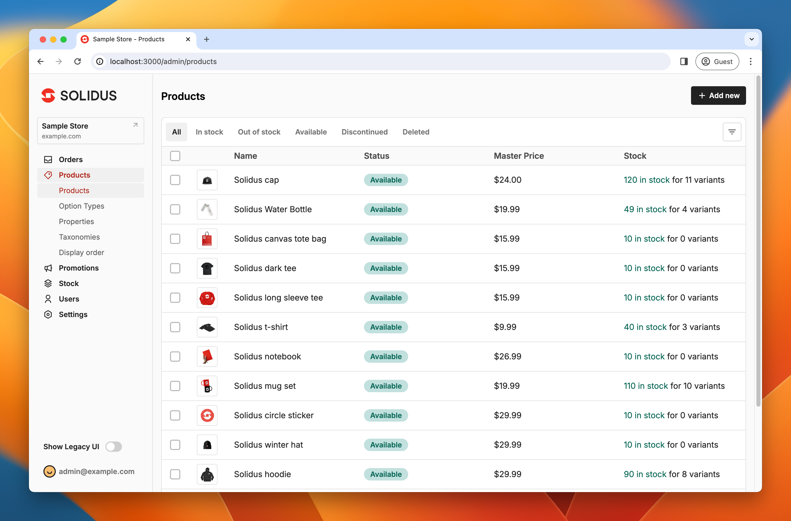 New Solidus Admin Panel