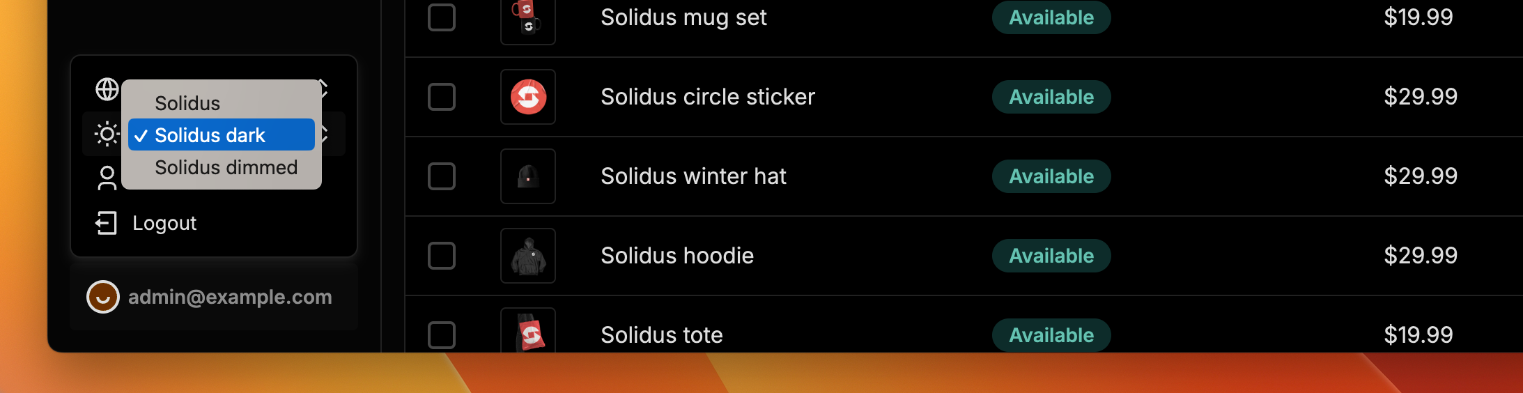 Dark Mode on Solidus Admin