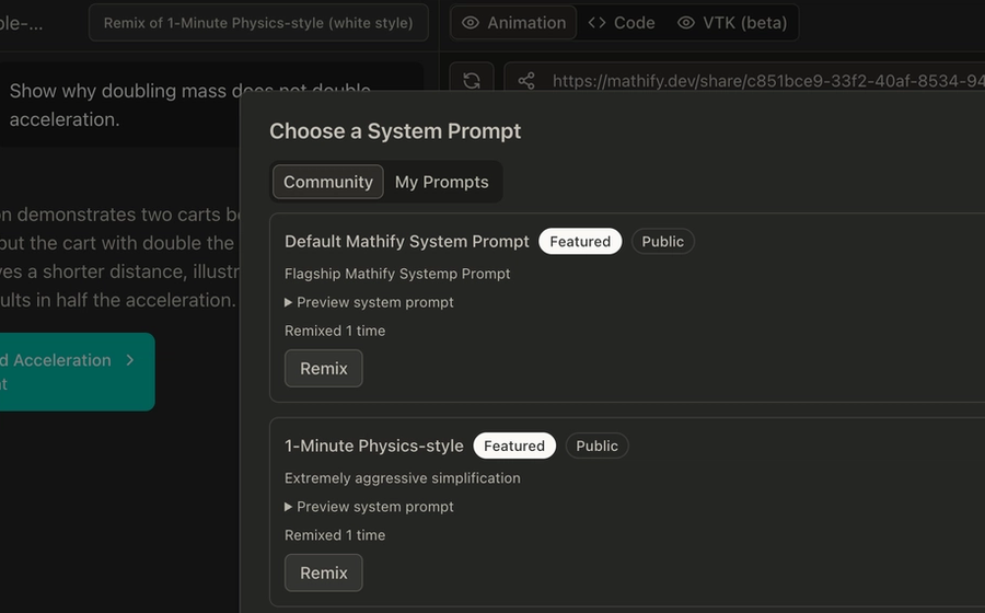 Remixing System Prompts in Mathify: Styles, Light Mode, and Consistent Visuals