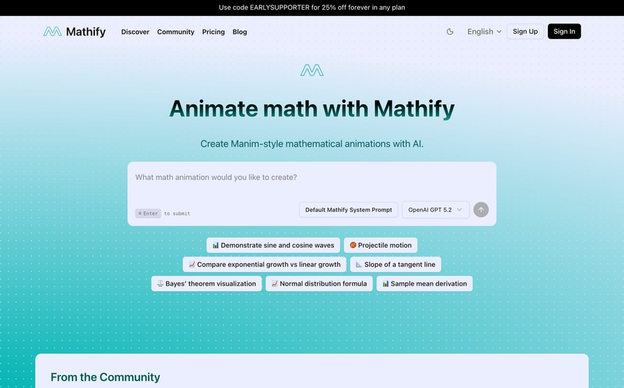 Introducing Mathify: AI-Powered Math & Physics Animations — Instantly