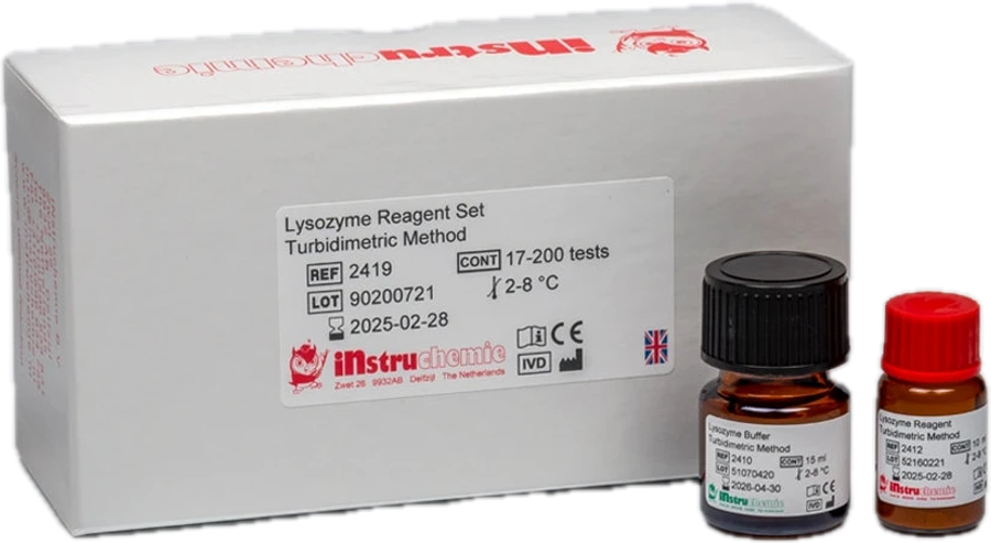 Instruchemie Lysosyymi-reagenssisarja, pakkaus ja reagenssipullot