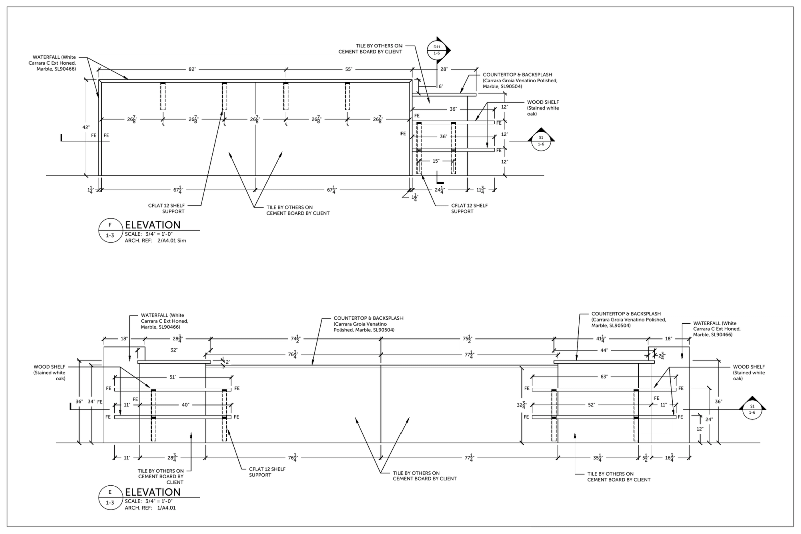 Elevations E & F — Side Returns