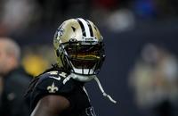 New Orleans Saints running back Alvin Kamara (41) warms up before a preseason NFL football game against the Kansas City Chiefs in New Orleans, Sunday, Aug. 13, 2023.
