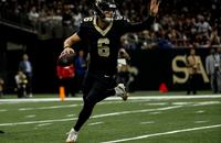 New Orleans Saints quarterback Tyler Shough throws a pass against the Atlanta Falcons.