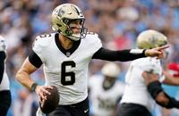 Saints quarterback Tyler Shough (6) looks down field during the third quarter against the Tennessee Titans at Nissan Stadium in Nashville, Tenn., Sunday, Dec. 28, 2025.