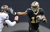 New Orleans Saints wide receiver Marques Colston (12) was a compensatory selection for the Saints in the seventh round of the 2006 NFL Draft. He played 10 seasons in New Orleans and remains the franchise’s all-time leader in receptions, receiving yards and receiving touchdowns.