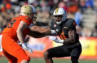 New Orleans Saints defensive end Carl Granderson (91) plays at the 2019 Reese's Senior Bowl