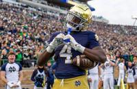 Notre Dame running back Jeremiyah Love celebrates a score against Syracuse.