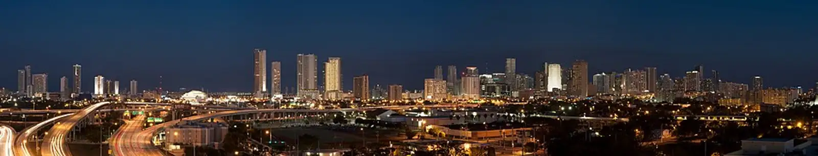 Skyline panorama of downtown Miami, Florida.