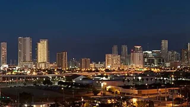 Skyline panorama of downtown Miami, Florida.