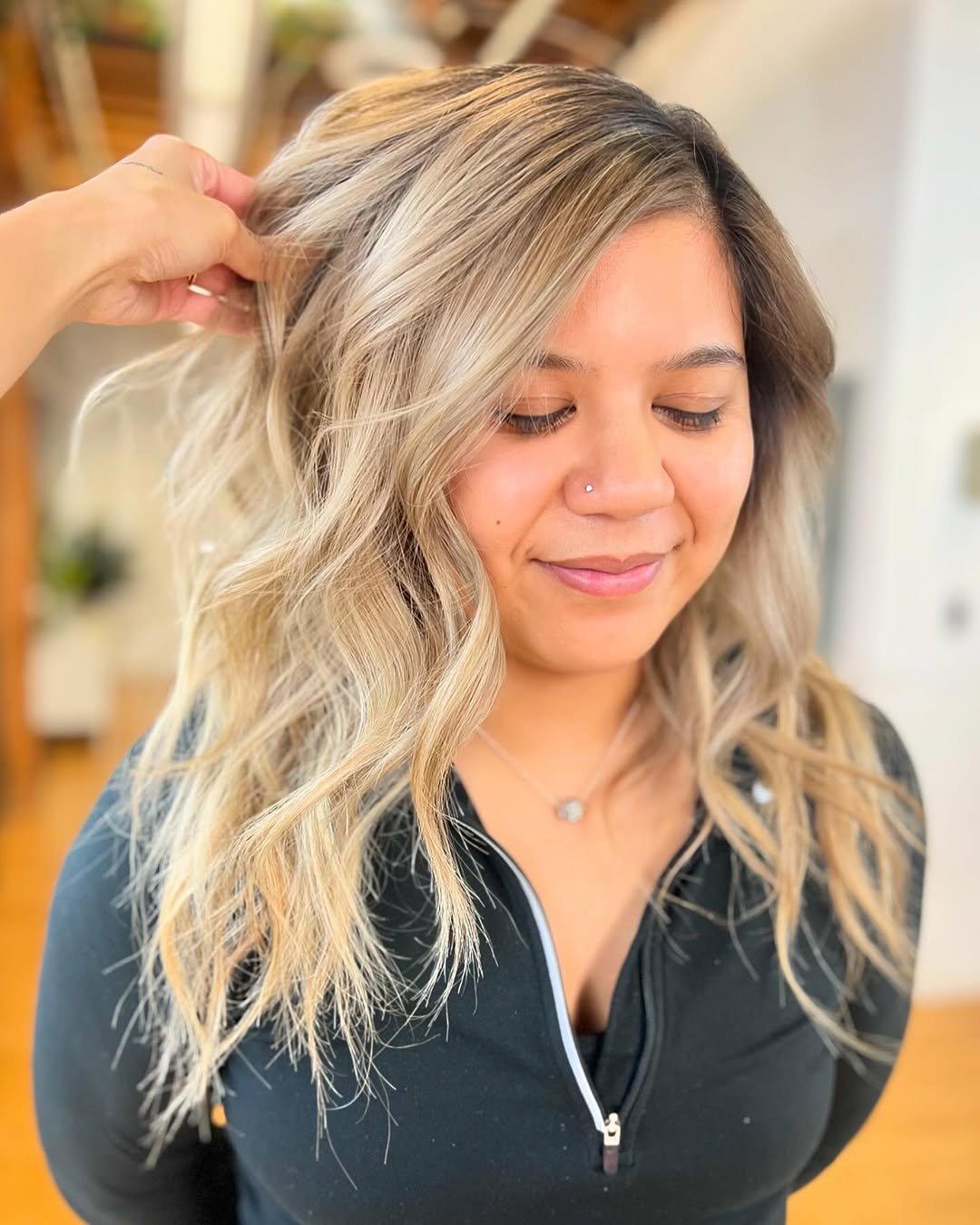 Blonde hair with a cooler base