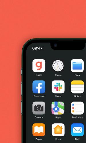 iphone mockup featuring gusto app icon