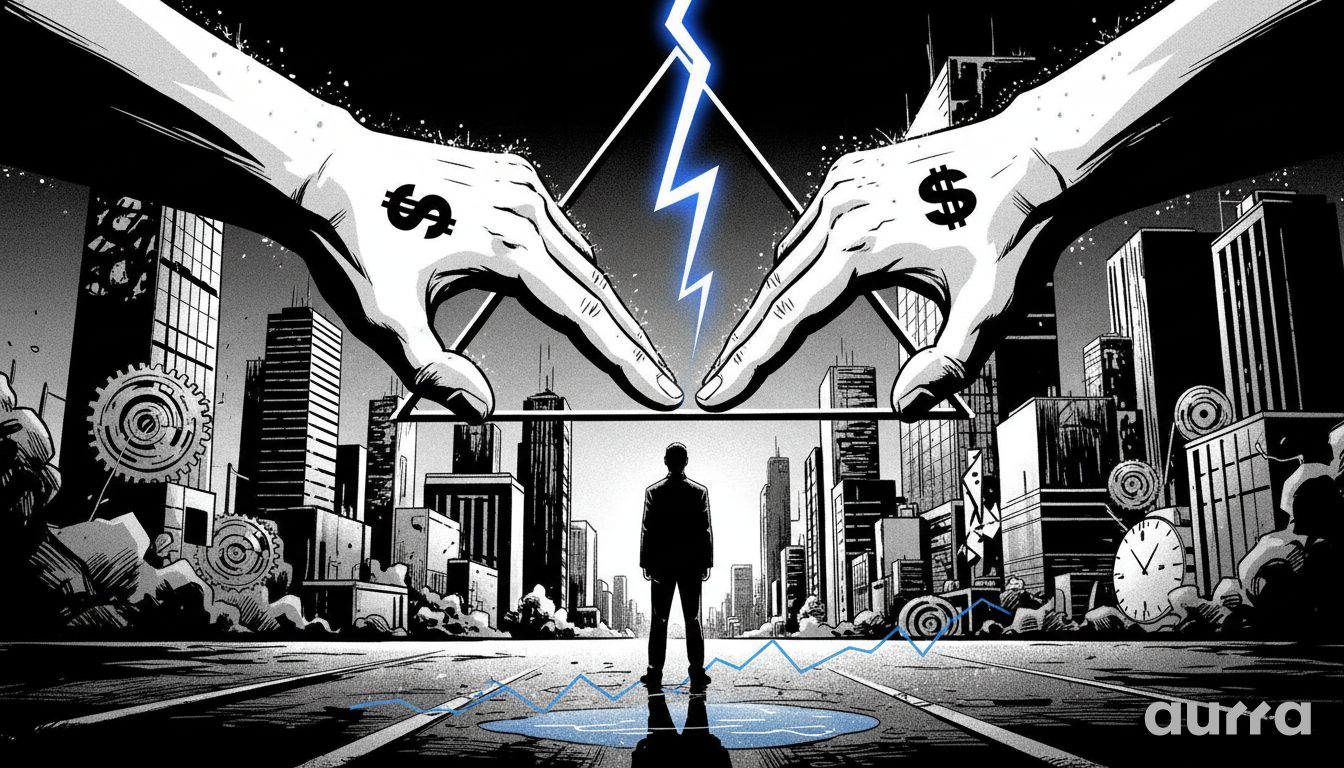 Illustration of a compass submerged in water under a digital arrow pointing to 1.1600, symbolizing the EUR/USD consolidation and pending breakout.